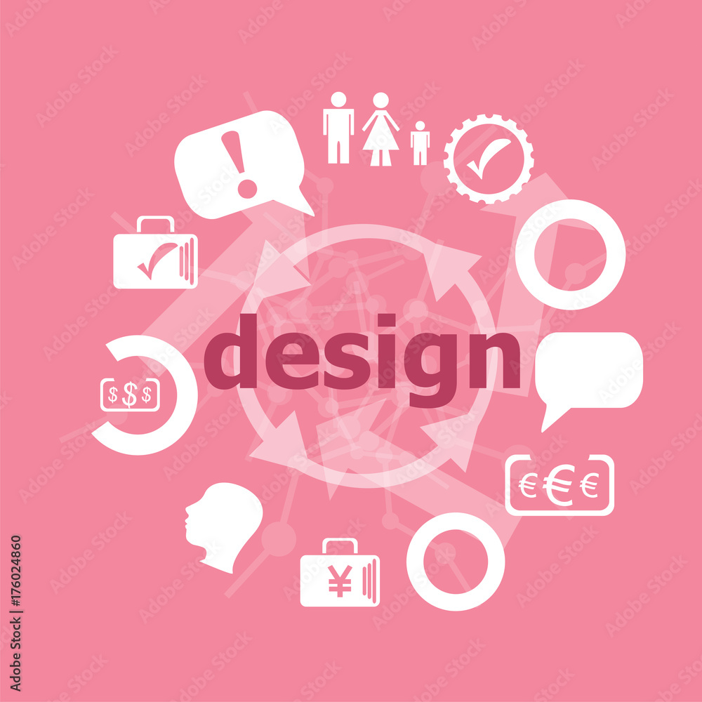 Poster text design. web design concept . set of flat icons for mobile app and web