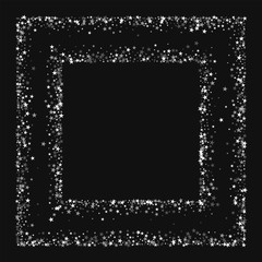 Amazing falling stars. Square chaotic frame with amazing falling stars on black background. Curious Vector illustration.
