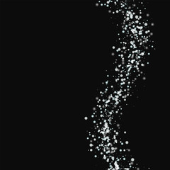 Amazing falling snow. Right wave with amazing falling snow on black background. Surprising Vector illustration.