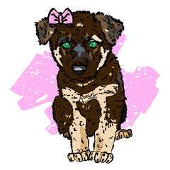 Pretty Shepherd Puppy. Vector illustration EPS 10.