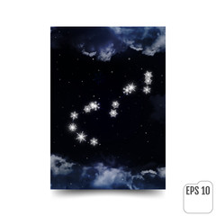 Scorpio Constellation of snowflakes. Zodiac Sign Scorpio constellation lines. The constellation is seen through the clouds and snowfall in the night sky. Vector