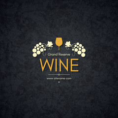 Vintage logotype for winery, vineyard, wine shop, wine list. Food and drinks logotype symbol design. Crumpled vintage paper background - 176025897