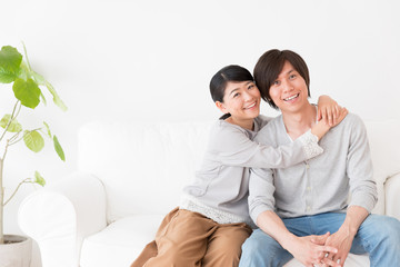 Fototapeta premium young asian couple in living room