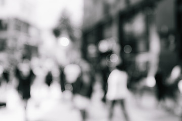 Abstract background of people walk on the street with B&W color