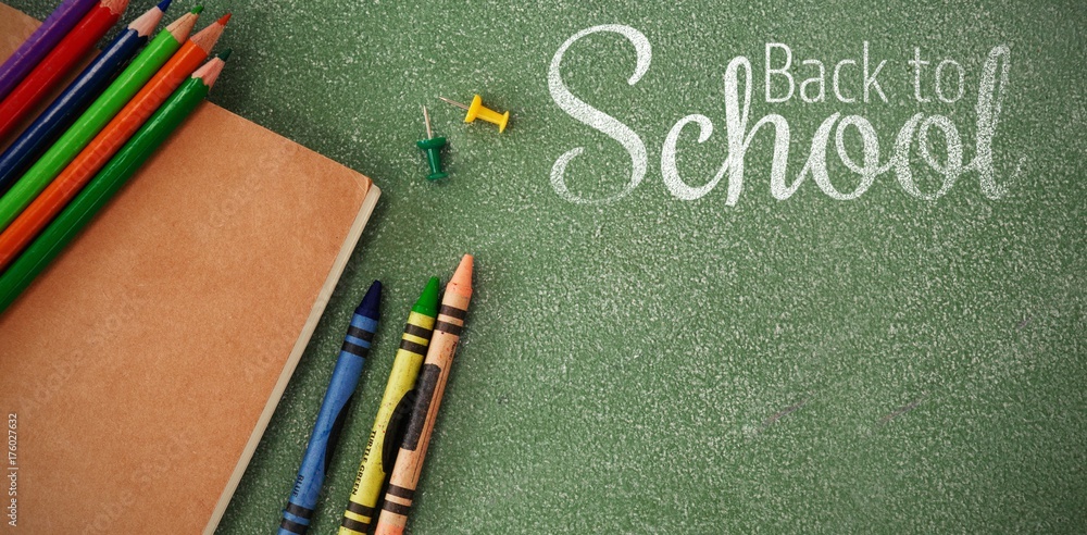 Poster composite image of digital image of back to school text
