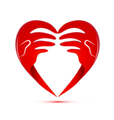 Loving hands, charity and support, abstract vector icon