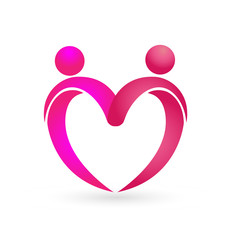 Relationship love people couple forming a heart, icon vector