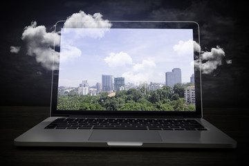 Laptop with picture on display