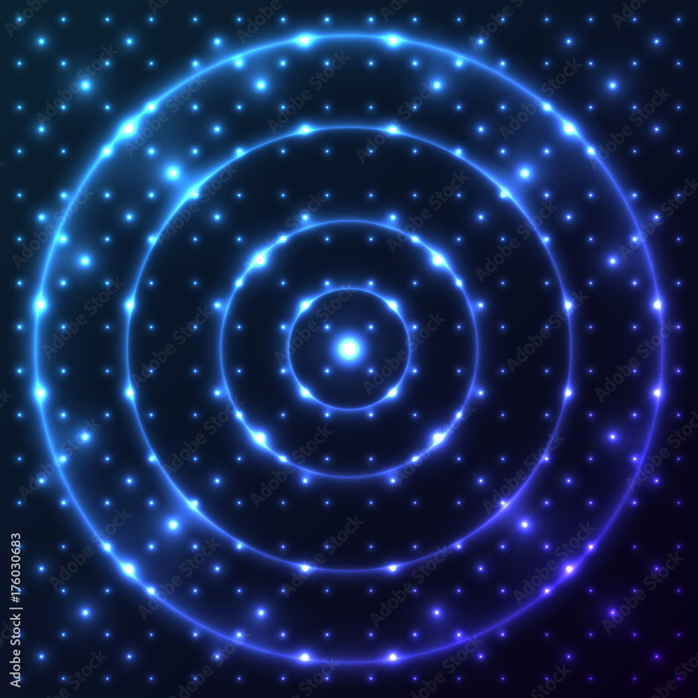 Canvas Prints bright, shining and glaring abstract pattern with circles. beautiful decorative rounds on dark cosmi