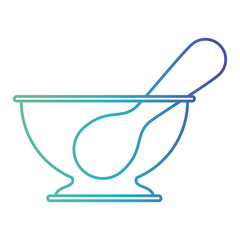 kitchen bowl with spoon silhouette gradient color from purple to blue