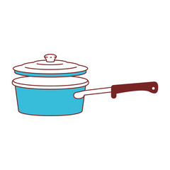 pan with handle and lid color sections silhouette