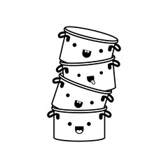 cooking pot stack monochrome kawaii silhouette