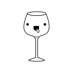 glass of champagne sour monochrome kawaii silhouette
