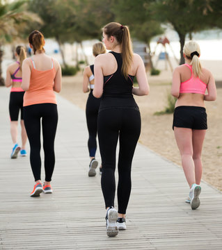 Adult Girls During Racewalking Training