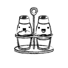 salt and pepper containers monochrome blurred kawaii silhouette