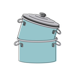 cooking pot stack colorful watercolor silhouette