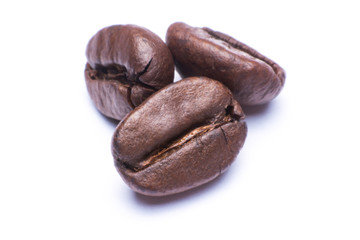 coffee bean close up macro isolated on a white background