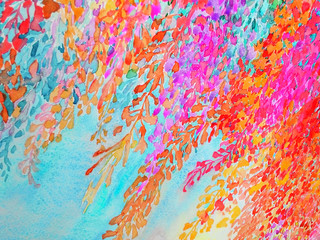 Abstract painting colorful a bunch of flowers in the wind