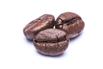coffee bean close up macro isolated on a white background