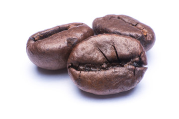 coffee bean close up macro isolated on a white background