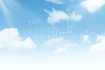 Composite image of maths pattern against black background