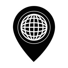 planet with pointer location vector illustration design