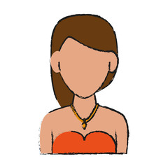 woman with short brown hair wearing strapless top avatar portrait icon image vector illustration design