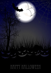 Halloween background with Jack-O-Lantern pumpkin silhouettes