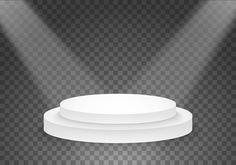 Illustration of Vector Black Platform Template. 3D Realistic Vector Winner Podium with Bright Light