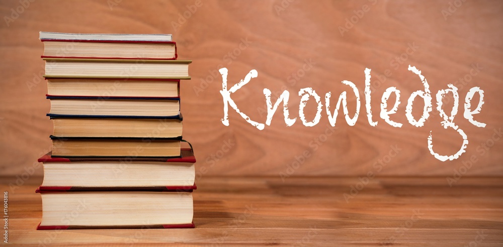 Poster composite image of knowledge text against white background