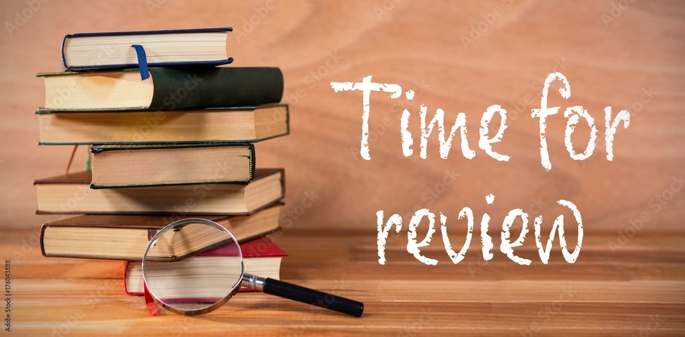 Fototapete composite image of time for review text on white background