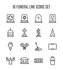 Funeral icon set