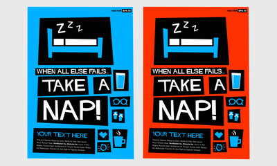When All Else Fails, Take A Nap! (Flat Style Vector Illustration Quote Poster Design)