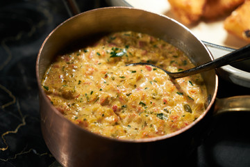 Vegetarian vegetable soup puree with cheese