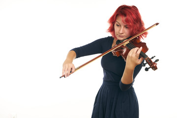 Musician beautiful young woman playing violin