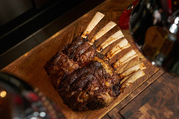 Delicious barbecued lamb ribs