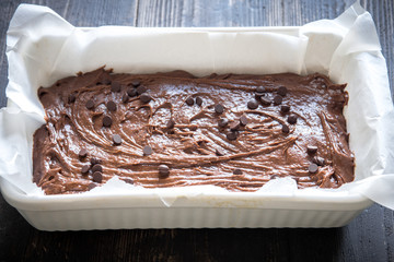 Brownie or chocolate cake raw dough