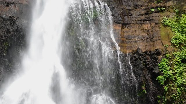 beautiful and powerful waterfall close up.