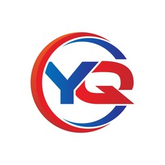 yq logo vector modern initial swoosh circle blue and red