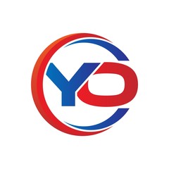 yo logo vector modern initial swoosh circle blue and red