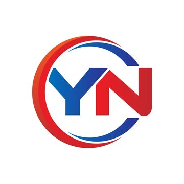 yn logo vector modern initial swoosh circle blue and red