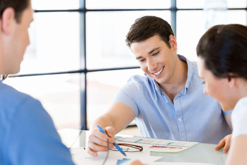 Young man in casual in office