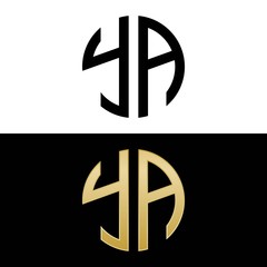 ya initial logo circle shape vector black and gold