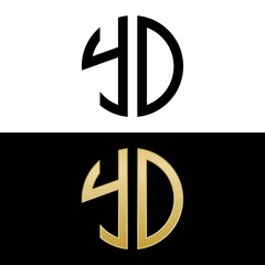 yo initial logo circle shape vector black and gold