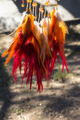 Handmade dream catcher with feathers threads and beads rope hanging