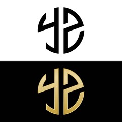 yz initial logo circle shape vector black and gold