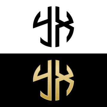 yx initial logo circle shape vector black and gold