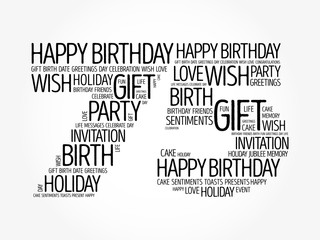Happy 75th birthday word cloud collage concept
