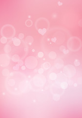 Bokeh effect and heart pink love paper background