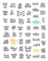 50 hand lettering inscription about autumn sale and halloween pa